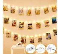 Liyade Guirlande Photo, 3M 30LED Guirlande Lumineuse Interieur Photo Chambre LED Avec 15 Photo Clips Batterie Alimenté Guirlande Lumineuse Pince Photo Decoration Chambre Accroche Photo,Fête