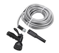LIYJTK Expandable Stainless Steel Garden Hose with Spray Nozzle Flexible Water Hose for Watering Plants Lawn Car Cleaning Outdoor Use (Sottise)