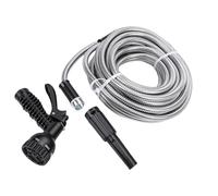 LIYJTK Expandable Stainless Steel Garden Hose with Spray Nozzle Flexible Water Hose for Watering Plants Lawn Car Cleaning Outdoor Use (100 pieds)