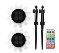 LIYJTK Lumière de pelouse à énergie solaire LED colorée tournesol chemin lumière jardin piscine cour Patio lumière décorative (2 lumières 2 télécommande 2 support)