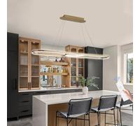 LIYYANG Suspension LED intensité variable salle manger lampe table manger avec télécommande suspension design linéaire hauteur réglable lustre ovale moderne pour salon îlot cuisine (Or, L120cm)