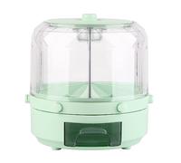 LIZEALUCKY Rotating Rice Dispenser 13.2lb Capacity 6 Grid Sealed Storage Container Airtight One Click Output Dry Food Storage Container for Grain Beans Dry Food and Fruits (Green)