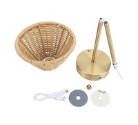 LIZEALUCKY Table Lamp Boho Style Small Rattan Table Lamp Eye Caring Rattan Woven USB Powered Bedside Lamp for Living Room Bedroom Office