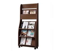 LJHFG63KUYT Kiosque à journaux Porte-revues en bois, support de matériel promotionnel, présentoir dépliants, étagères salle d'étude, rangement journaux au sol avec roulettes Support à littérature