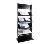LJHFG63KUYT Kiosque à journaux Porte-revues sur pied Support d'information Brochure verticale Porte-journaux et porte-revues Présentoir de journaux classique en bois à 4 niveaux Support à littérature