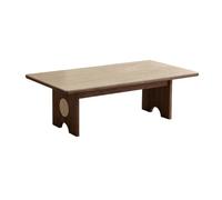 LJHFG63KUYT Tables Basses Table Basse Bois Plateau Pierre Claire Design Style Organique Moderne Bout De Canapé(Petit)