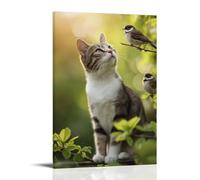 LJIGQYUI Spring Garden Cat 04 Poster mural sur toile vintage esthétique peinture décor pour chambres 61 x 91,4 cm style cadre