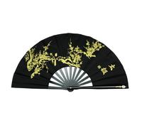 LJISEHG Éventail de Tai Chi en fleur de prunier noir de 33cm, éventail de spectacle d'arts martiaux de danse de Kung Fu chinois