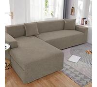 LJQAIZYL Housse de Canapé d'angle Imperméable,2 Pieces Housse Canape Dangle de L Forme Extensible avec Accoudoirs,Revêtement de Canapé 1 2 3 4 Places Jacquard Couverture de Canape,Taupe-3seats+4seats