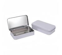 LJY Lot de 2 grandes boîtes à outils blanches en métal avec couvercle, 15 x 8,9 x 3 cm, boîte décorative vintage à charnière pour bricolage, bijoux, fournitures de bureau, cadeaux de fête et