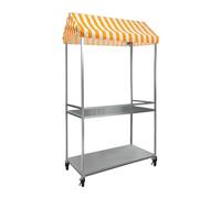 LJYKBFL Chariot de Vente de Glaces - Stand de Restauration Mobile avec auvent rayé, présentoir Portable sur Roues pour marchés, événements, Festivals et Stands de Restauration de Rue