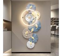 LJYKBFL Horloge décorative Murale 3D avec lumière LED - Horloge silencieuse et créative - Lampe décorative Murale 3D pour entrée/Couloir - Alimentation Secteur - Grand Format (Bleu, 100 x 44 cm)