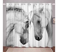 LKCD Lot De 2 Rideau Occultant Couple De Chevaux Au Galop Animal Sauvage 234X230Cm Isolant Thermique 3D Impression Décoration Salon Rideau Isolant Phonique pour Chambre Enfant