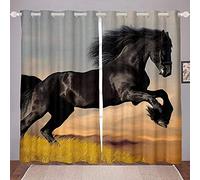 LKCD Rideau Occultant Cheval Animal Sauvage Cowboy Western Animal De Ferme 200X214Cm 3D Impression Rideaux Salon Moderne Thermique Isolant Polyester Rideaux Chambre Cuisine Décoration