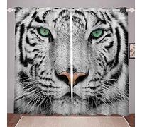 LKCD Rideau Salon Occultant - Motif Animal Sauvage Tigre Blanc 140X160Cm Isolant Thermique Rideaux À Oeillets Solid Lourd Décoration De Fenêtre pour Chambre, 2 Panneau