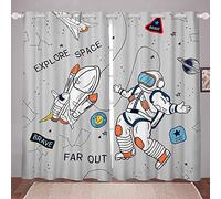 LKCD Rideaux Occultants Astronaute Space Rocket 140X160Cm - Traitement Espace Extra-Atmosphérique, Isolation Thermique En Polyester, Insonorisants, Pour La Chambre Des Garçons Et Des Filles