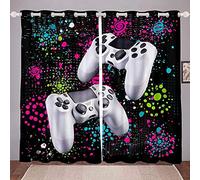LKCD Rideaux Salon Occultants - Manette De Jeu Vidéo Manette De Jeu À Pois 150X166Cm Paire De Rideaux À Oeillets Isolation Thermique / Draperies Tombé Lourd pour Chambre À Coucher, 2 Pièces
