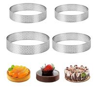 LKJAUOZ 4 Pcs Cercle a Patisserie, Cer-cle a Tarte, Emporte Piece Cer cle a Pa-tisserie, pour Biscuits Pâtes à Sucre Gâteaux Cookie Cutter