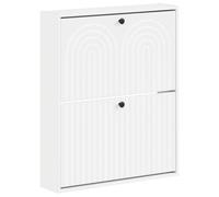 LKJephalotrop Armoire à chaussures murale ALKMAAR Blanc 71 x 17 x 86 cm | Meuble à chaussures fin avec tiroirs rabattables pour couloir, entrée et chambre à coucher. Boîtier résistant à l'humidité.