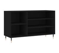 LKJephalotrop Armoire à chaussures noire - 102 x 36 x 60 cm - En bois | Commode moderne avec 5 compartiments et pieds en métal pour couloir et chambre à coucher. Avec plateau de rangement robuste.