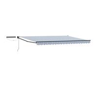 LKJephalotrop e Auvent électrique 5 x 3 m solaire à bras articulé avec télécommande et manivelle - Store solaire extensible pour terrasse, balcon et jardin - Anthracite, bleu, blanc