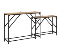 LKJephalotrop e Lot de 2 tables console en chêne Artisan, 100 x 28 x 75 cm | Duo de tables d'appoint pratiques pour couloir et couloir offrant une surface flexible au design industriel pour les