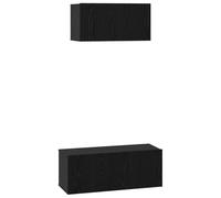 LKJephalotrop Lot de 2 meubles TV bas muraux aspect chêne noir | Étagère suspendue flottante en bois pour salon et chambre à coucher avec portes à charnières et beaucoup d'espace de