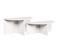LKJephalotrop Lot de 2 tables basses ovales en bois massif de pin blanc | Le set de table ovale en deux pièces en bois de pin véritable apporte une élégance rustique à votre salon et est facile à