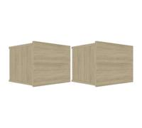 LKJephalotrop Lot de 2 tables de chevet en chêne Sonoma 40 x 30 x 30 cm | Table d'appoint compacte duo pour chambre à coucher avec 2 tiroirs pour un rangement ordonné et des surfaces faciles