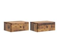 LKJephalotrop Lot de 2 tables de chevet murales aspect bois vieilli 49 x | Armoire suspendue peu encombrante pour chambre à coucher avec tiroir et étagère en bois vieilli rustique.