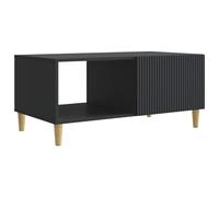 LKJephalotrop Table basse noire 90 x 50 x 40 cm en bois | Élégante table de salon avec porte pivotante à 90 degrés et 2 compartiments pour télécommande et dessous de verre.