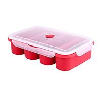 LKJYBG Bac de Congélation en Silicone à 4 Cellules Avec Couvercle - Récipient de Conservation pour Aliments, 4 Cubes, Moules - Boîte d'Emballage pour Soupe