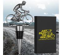 LKKCHER Bouchon Bouteille Vin de Vélo Argent, Économiseur Vin, Idée Cadeau pour Homme, Fête des Pères, Noël, Anniversaire - Papa, Petit Ami, Mari, Grand-Père Cycliste