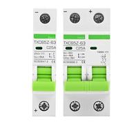 LKPEHTAGN Disjoncteur CC 1000 V 2P MCB 1P Protection contre les courts-circuits 6 A 10 A 16 A 20 A 50 A 60 A 100 A 125 A CC 24 V 48 V 100 V Tension courant solaire 1 pièce (125 A, 2P CC 1000 V)