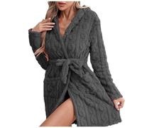 LKRSEEF Robe De Chambre Femme Polaire Peignoir Chaud Hiver Longue Boutonnée Robes Chaude avec Boutons Bain Eponge Sortie Coton Pilou Éponge Grande Taille