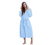 LKRSEEF Robe De Chambre Femme Polaire Peignoir Robes Coton Chaude avec Boutons Bain Eponge Hiver Grande Taille Chaud Longue Fermeture Eclair Sortie Long Boutonnée