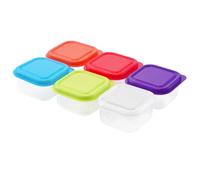 Lkw Ogechi Ensemble de 6 Petit Récipient de Conservation Alimentaire 70ML, Mini Contenant en Plastique Réutilisables avec Couvercle, Petit Pot à Snacks Hermétique, Mini Boîte à Encas Empilables