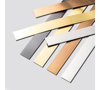 LKYJD 40mm*5m Moulure murale métallique flexible en acier inoxydable Or rose, Moulure Autocollante en Acier Inoxydable avec Finition brossée Pour décoration murale, miroir et armoire