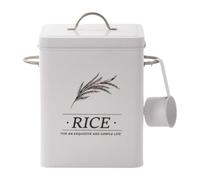 Llazsybz Conteneur à Riz Bidon Hermétique pour Céréales Boîte de Stockage à Couvercle Distributeur de Farine avec Cuillère Métal Galvanisé Anse Acier Convient