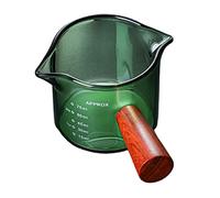 Llazsybz Espresso Tasse Résistante avec Poignée Bois Double Becs Verseur pour Mesurer Café et Lait Accessoires Pratiques en Verre Borosilicaté à