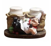 Llazsybz Figurine Chef en Résine Porte-assaisonnement Sculpture Décorative Panier Porte-bouteilles Peint à la Main Fonction Utile Adaptée pour Cuisine Cadeau Restaurant, Chef Menteur