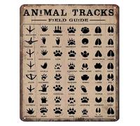 LLBOGRGGN Boys Room Metal Sign Animal Tracks Field Guide Vintage Forest Hunting Decor for Cabin Farmhouse Woodland Nursery Wall-Art Gift 8 X 12 in