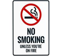 LLBOGRGGN Hilarious No Smoking Sign No Smoking Unless Youre On Fire Aluminum Metal Sign Vintage Style for Man Cave (8 X 12 in)