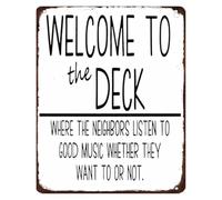 LLBOGRGGN Music Plays Here Vintage Metal Tin Sign Funny Outdoor Wall-Art for Deck Patio Backyard Decor 8 X 12 in