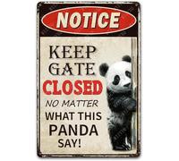 LLBOGRGGN Vintage Asian Wildlife Sign Panda Zone Keep Gate Closed Metal Tin Plaque For Garden Yard Zoo Theme Decor 8 X 12 inch