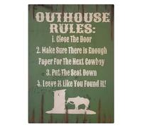 LLBOGRGGN Vintage Funny Outhouse Rules Metal Sign Humorous Bathroom Wall Decor Restroom Tin Plaque for Cabin Woodsy Lodge 8 X 12 inch