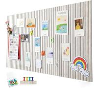LLCS® Grand tableau d'affichage autocollant en feutre 80 x 40 cm - Tableau d'affichage décoratif en feutre avec 30 punaises, 0,9 cm d'épaisseur, tableau d'affichage moderne sans perçage, beige clair