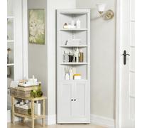 LLGWGL Armoire d'angle autoportante en métal blanc 180 x 52 x 26,5 cm | Armoire de rangement étroite avec 2 portes et 5 niveaux réglables, armoire multifonction pour salle de bain, cuisine