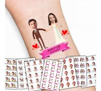 LLLGSH Tatouages Temporaires Personnalisés - Tatouages personnalisés avec Visage Photo Nom Logo - Imperméable Tatouage - pour Mariage, Anniversaire, Fête, Cérémonie de Graduation (12 Style)