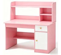 LLNWDNB Bureau avec Rangement Bureau Informatique avec Bibliothèque,Tiroirs Table de Travail Petite Bureau d'Ordinateur Gain de Place pour Petit Espace, Chambre A,80 * 40CM